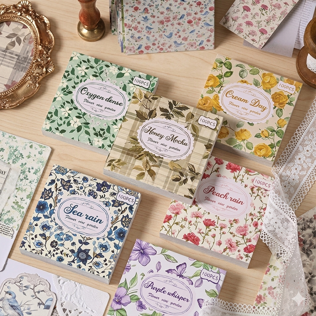 Collection "Herbier Rétro" – 100 Feuillets de Papier Décoratif Vintage ✨