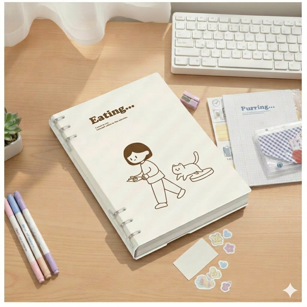 Carnet à Anneaux "Blue Cat" – Votre Compagnon d'Inspiration Rechargeable