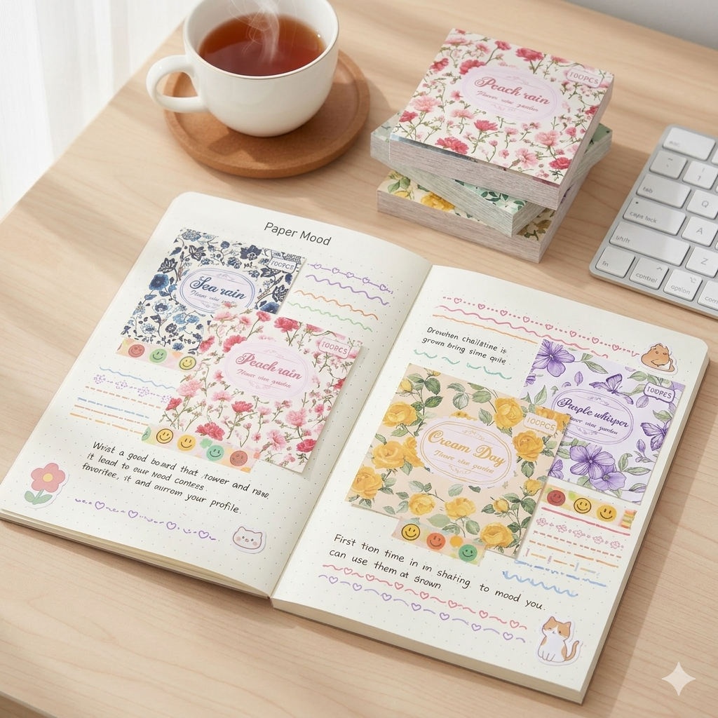 Collection "Herbier Rétro" – 100 Feuillets de Papier Décoratif Vintage ✨