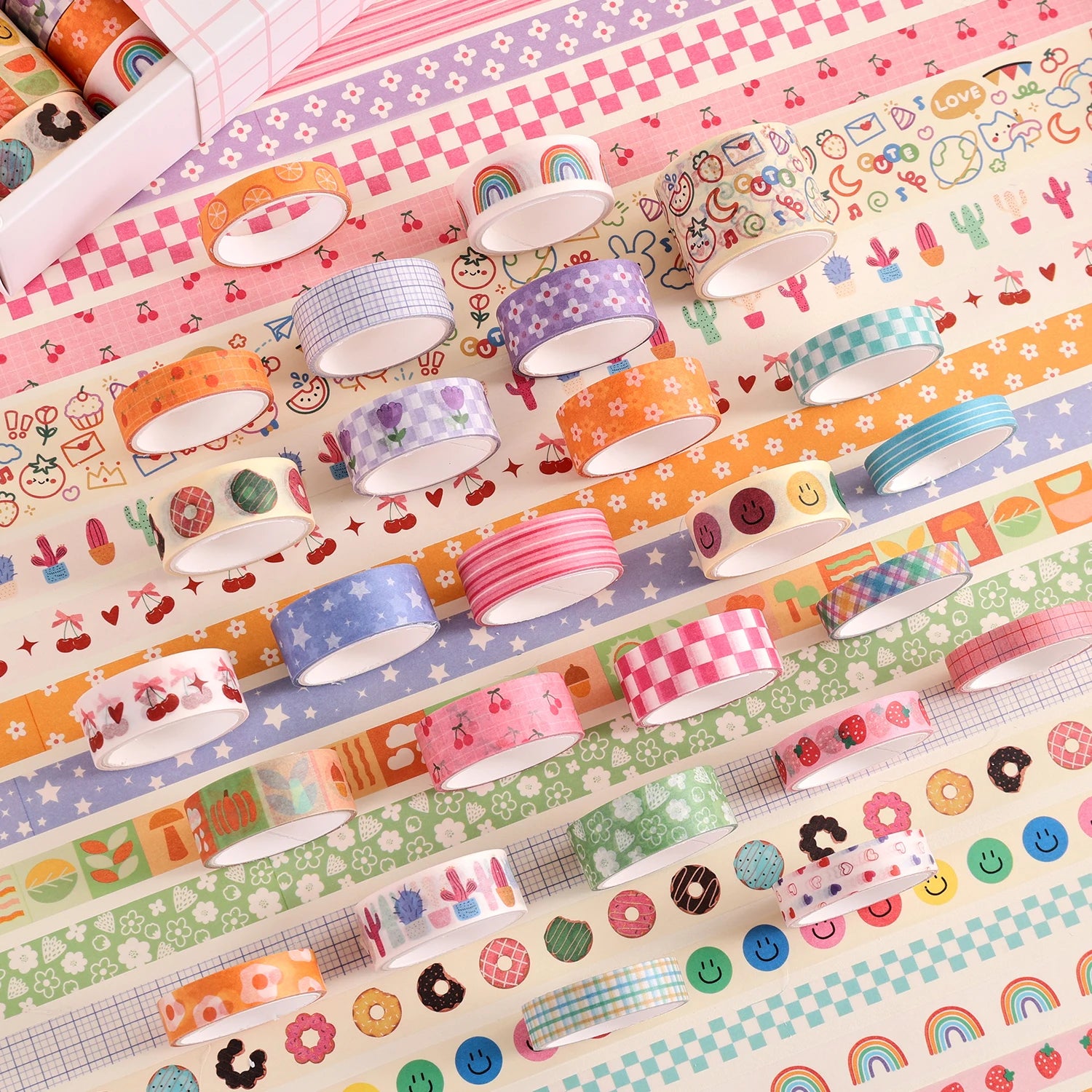 Set de 32 Washi Tapes "Cute Painting" – Décorez avec douceur et créativité