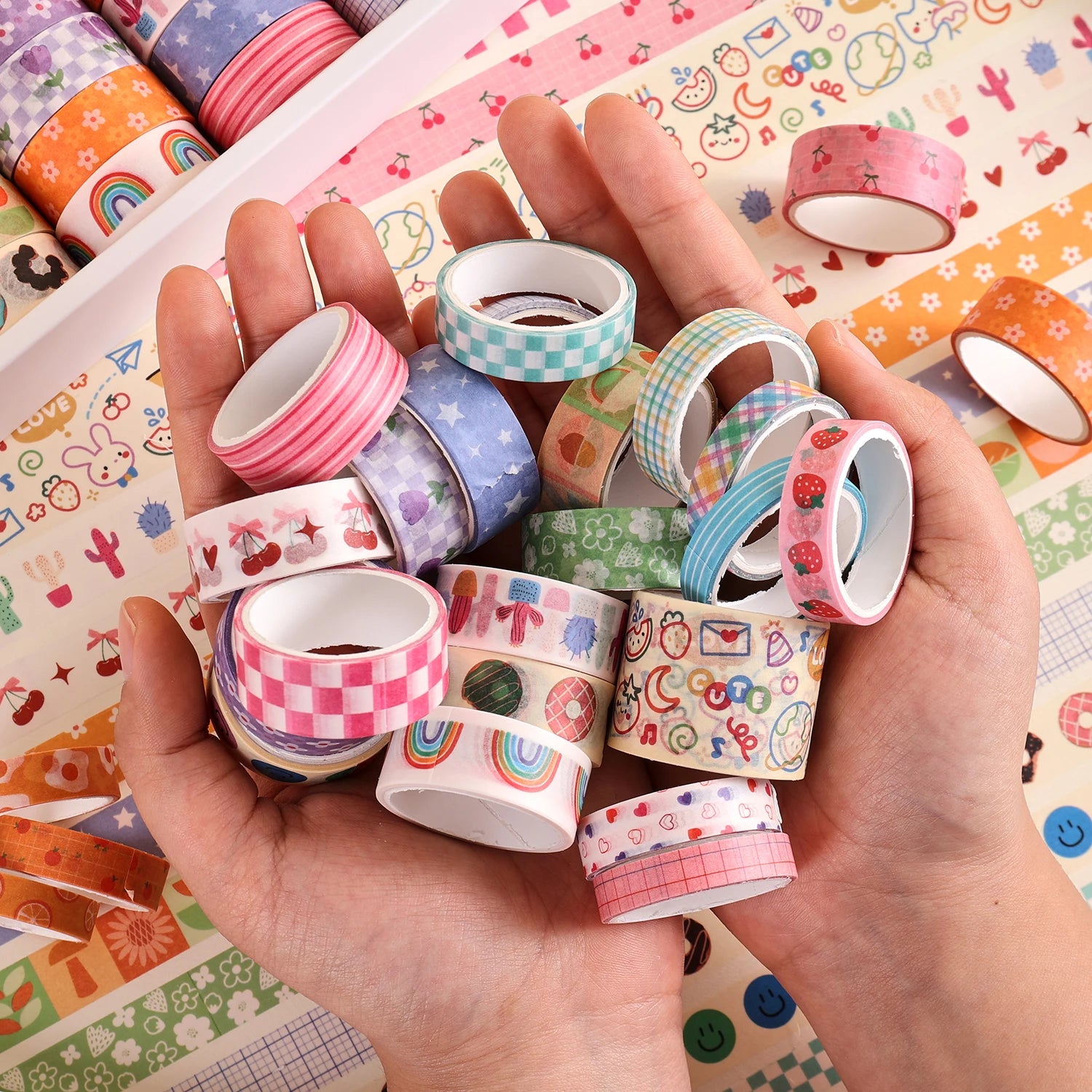 Set de 32 Washi Tapes "Cute Painting" – Décorez avec douceur et créativité