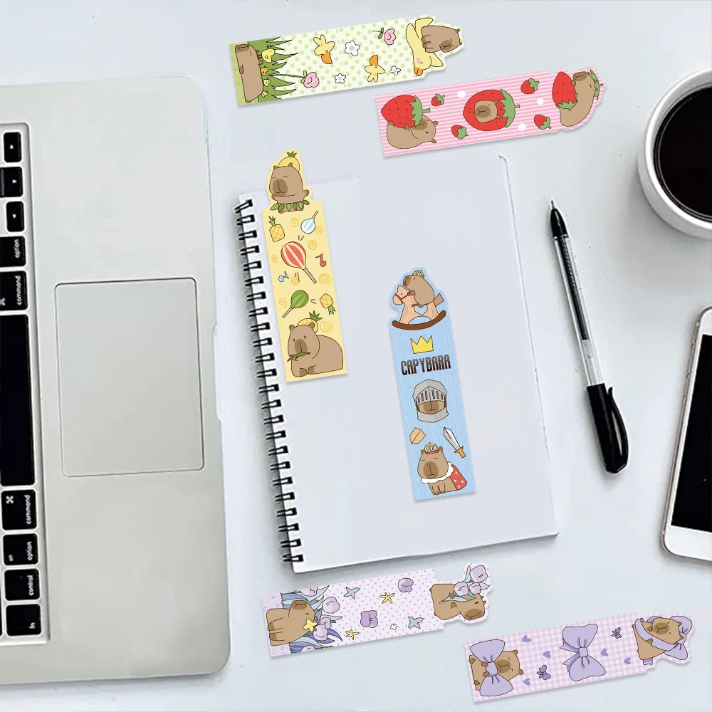 Collection "Capybaras Créatifs" – Set de Marque-Pages Illustrés Mignons ✨🐾