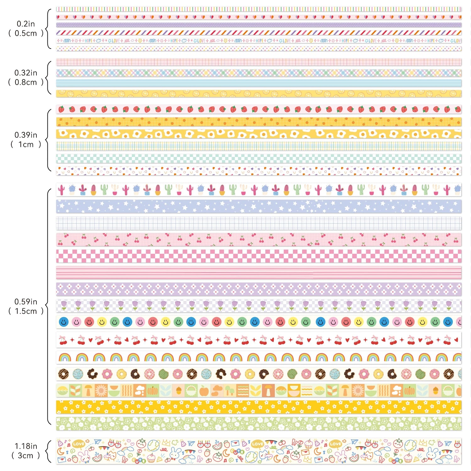 Set de 32 Washi Tapes "Cute Painting" – Décorez avec douceur et créativité