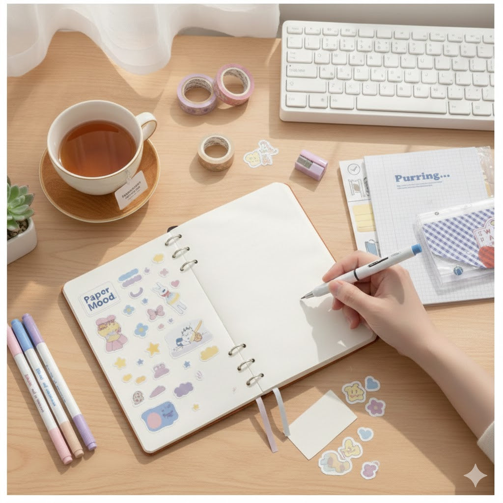 Carnet à Anneaux "Blue Cat" – Votre Compagnon d'Inspiration Rechargeable